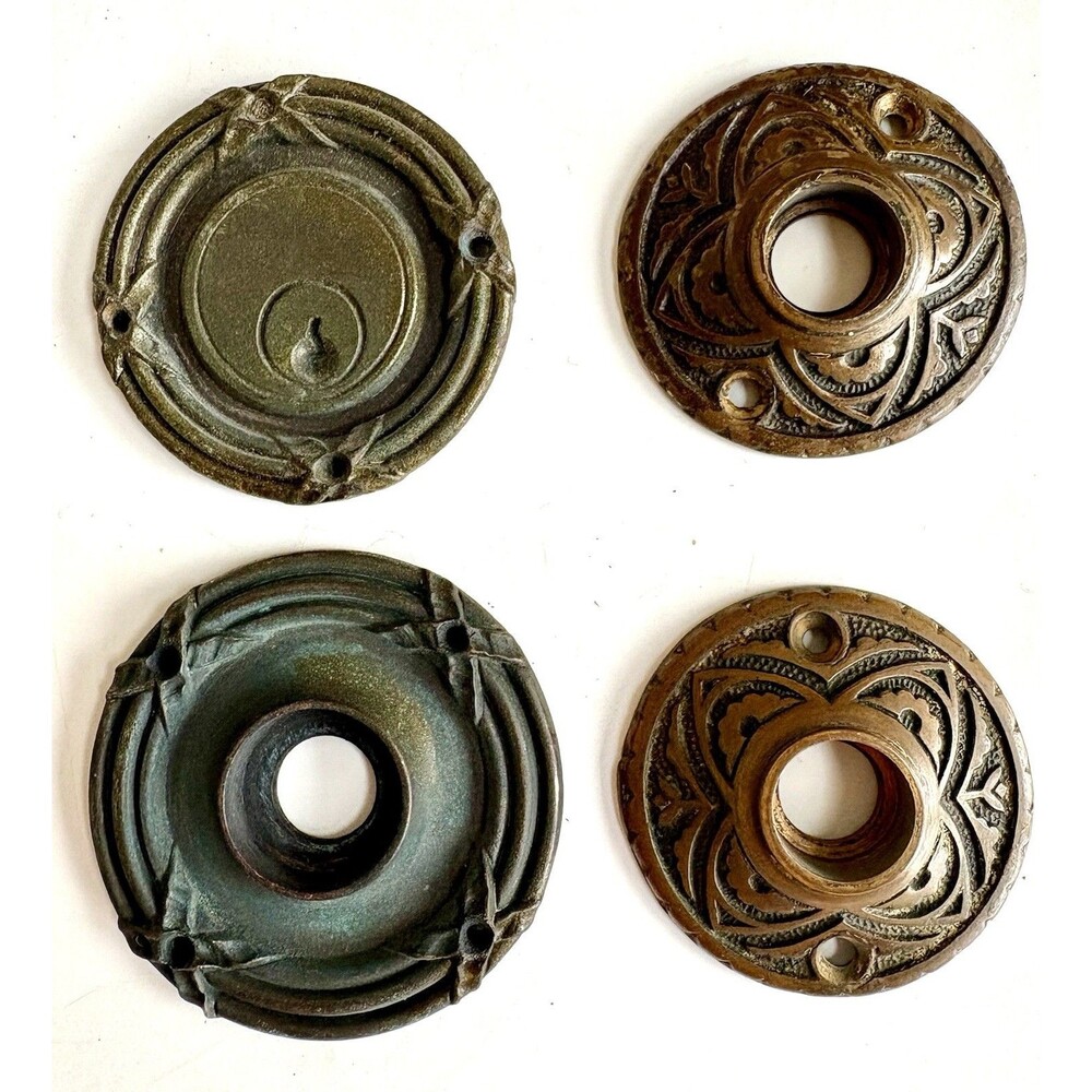 Antique Ornate Corbin Art Deco Door Knob doorbell Deadbolt Backplates